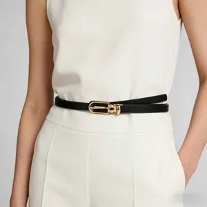 Women's Thin PU Leather Belt Elegant Pin Buckle Adjustable Waist Belt Casual Fashion Accessories For Dress Suit