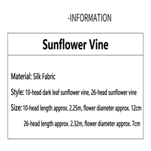 Informations détaillées sur le produit et dimensions des vignes de tournesols
