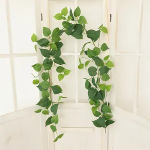 Artificial Pothos Ivy Garland Realistic Silk Cloth Leaves Hanging Vine Fake Greenery For Home Wall Pipe Garden Decoration