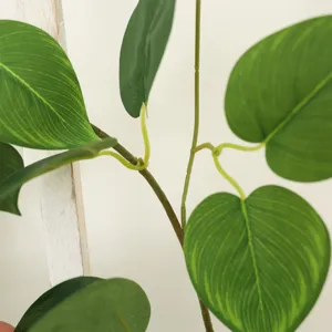 Artificial green pothos vine with lifelike leaves for wall and pipe decoration greenery