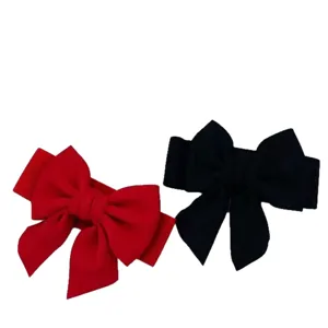 Elastic waist belts in red and black with oversized decorative bows for women's dresses