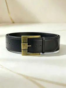 Cintura da uomo in vera pelle con fibbia quadrata retrò stile casual affari dettaglio