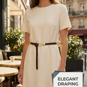 Women's Fashion Slim PU Leather Belt Elegant Water Drop Metal Buckle Dress Suit Waistband