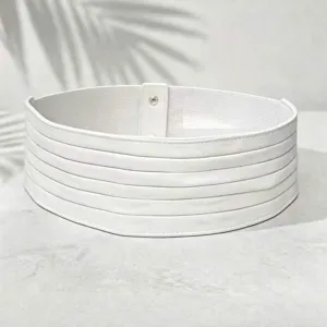 Eleganter weißer plissierter breiter Taillengürtel Korsett für Damen Modeaccessoire