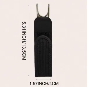 Adjustable elastic waist belt buckle with metal hook black accessory for daily wear 13.5cm
