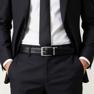 Business Men PU Leather Belt With Stainless Steel Pin Buckle Fashion Versatile Waistband For Commute Father Day Gift