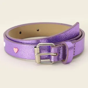 Cintura alla moda per bambini in viola metallizzato con decorazioni a cuore rosa