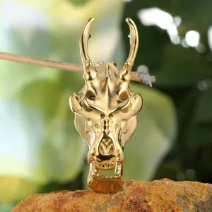 Punk Tierschädel Knochen Anhänger Für Damen Herren Gold Edelstahl Drachenkopf Schädel Halskette Charme Schmuck Geschenke