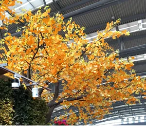 Artificial ginkgo tree with vibrant yellow leaves for interior decoration