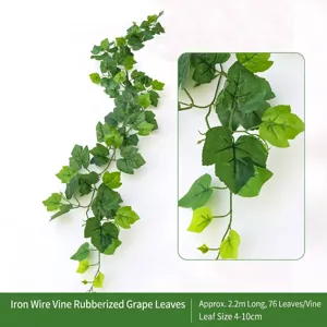 Decorative artificial green grape leaf vine garland for ceiling and wall hanging decor