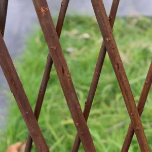 Wooden garden fence lattice trellis natural willow expandable outdoor yard plant support