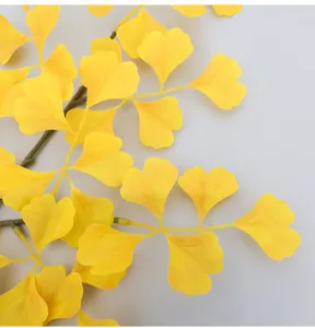 Rametto di foglia di ginkgo artificiale giallo pianta finta decorazione autunnale ramoscello