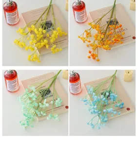 Artificial baby's breath flower detail scene, colorful floral arrangement display for home decor.