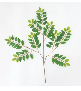 Rametto di foglie di olmo artificiale pianta verde di plastica finto albero dettagli