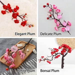Artificial Fabric Plum Blossom Single Stem Faux Winter Sweet Flower For Home Living Room Wedding Vase Decor Chinese Zen Style Floral