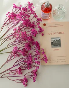Detailed view of bright pink artificial baby's breath flowers, ideal for home decor.