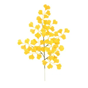 Finto ramo di foglie di ginkgo giallo artificiale decorazione autunnale per piante