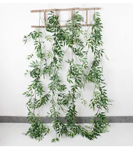 Vid de sauce artificial hojas verdes planta colgante decoración para boda interior follaje falso.