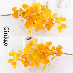 Τεχνητός Κλάδος Φύλλων Ginkgo Ψεύτικο Μεταξωτό Φυτό Χρυσό Φύλλωμα Για Γάμο Διακόσμηση Σπιτιού Floral Διάταξη Στηρίγματα Φωτογραφίας