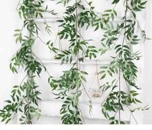 Guirnaldas de hojas de sauce artificiales plantas verdes para decoración de pared y hogar.