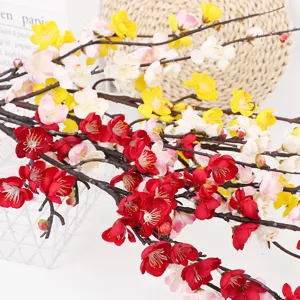 Artificial plum blossom branches silk fake flowers for home living room decor 1pc