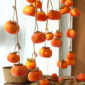 Frostige Künstliche Kaki Hängende Schnur Schaumstoff Obst Herbst Dekoration Für Haus Restaurant Wand Dekor Ernte Stil