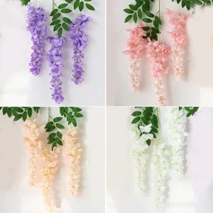 Artificial Hanging Wisteria Flowers Vine Simulation Golden Rain Tree Faux Silk Flowers Long Branch For Home Wedding Decor