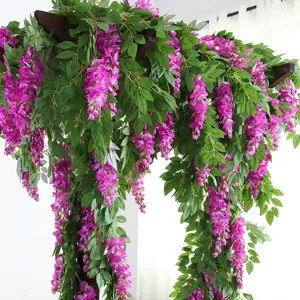 Lush magenta artificial wisteria hanging flowers for wedding and home ceiling decoration