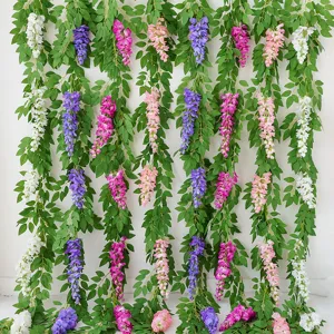Colorful artificial wisteria hanging vines for wedding garden and home ceiling decoration