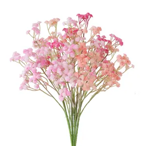 Artificial baby's breath flower bouquet, pink gradient fake gypsophila for home decor and wedding.