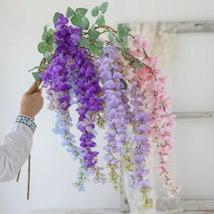 Artificial Wisteria Hanging Flowers Laburnum Long Branch Silk Flower Garland For Wedding Home Party Decoration Floral Decor