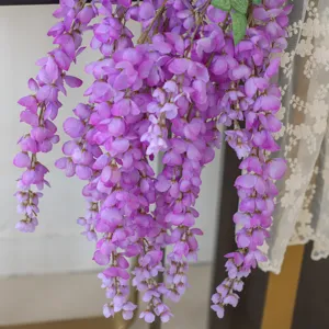 Giant purple artificial wisteria hanging flowers for wedding and home decoration.