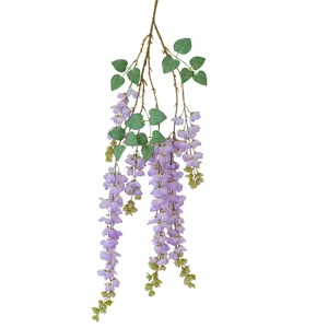 Long hanging artificial purple wisteria silk flower vine for wedding and home decoration