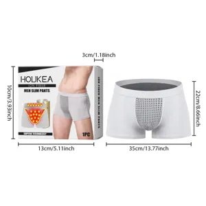 Men breathable brief underwear white comfortable slim fit boxer shorts with product box details