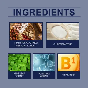 Infografica dettagliata con estratti di erbe naturali, vitamine e ingredienti.
