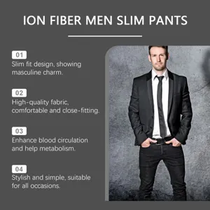 Men's slim fit casual pants with comfortable high quality fabric for stylish daily wear.