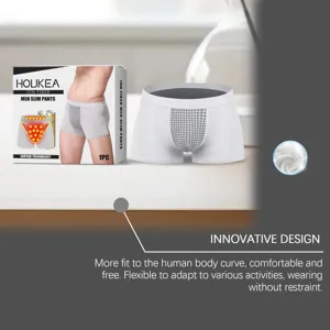 HOUKEA men's breathable ion fiber slim boxer briefs comfortable solid color underwear