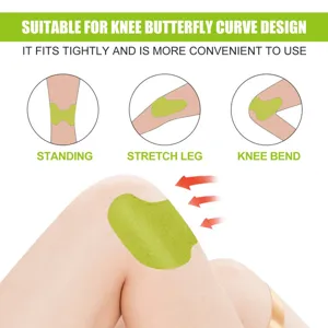Butterfly knee pain relief patch detail showing tight fit and ergonomic curve design.
