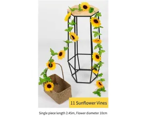 Liane de tournesol artificielle décorative avec 11 têtes de fleurs et une longueur de 2,45m