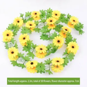 Guirlande de tournesols artificiels de 2,3 m avec 30 fleurs pour décoration intérieure