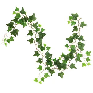 Decorative artificial ivy vine garland with green leaves for indoor outdoor wall decor