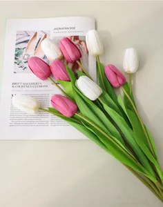 High-end artificial tulip flowers bouquet, premium fake floral arrangement for home decor.