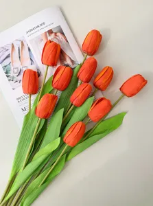 Artificial orange tulip bouquet fake flowers for home indoor dining table decoration decor