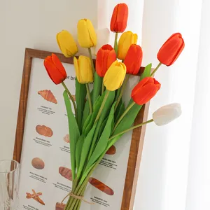 Artificial tulip bouquet faux flowers high-end wet touch home living room dining table decor