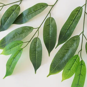 Realistic artificial green magnolia mango leaves branches for indoor outdoor garden decor