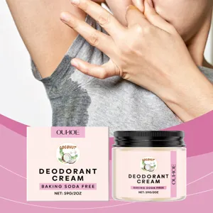 Crema deodorante naturale al cocco OUHOE, formula delicata senza bicarbonato, freschezza 59g.