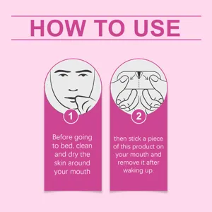 Anti-snoring sleep strip user guide detail image showing clean and stick steps for night rest.