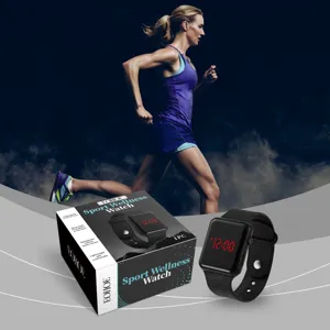 Orologio sportivo LED digitale nero con cinturino confortevole, ideale per corsa e fitness.