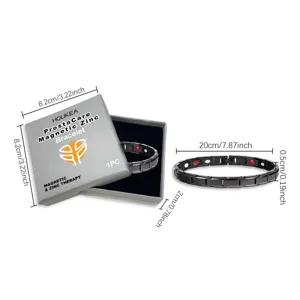 HOUKEA magnetic zinc alloy bracelet with gift box, 20cm length, stylish health jewelry for men and women.