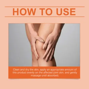Graphique d'utilisation détaillé montrant l'application et le massage des articulations.